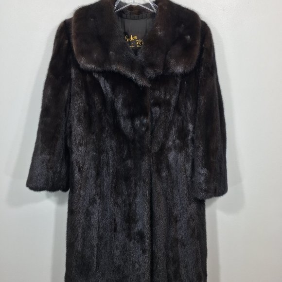 Classic MINK fur coat dark brown black Women's Small jacket 539 - Picture 1 of 6